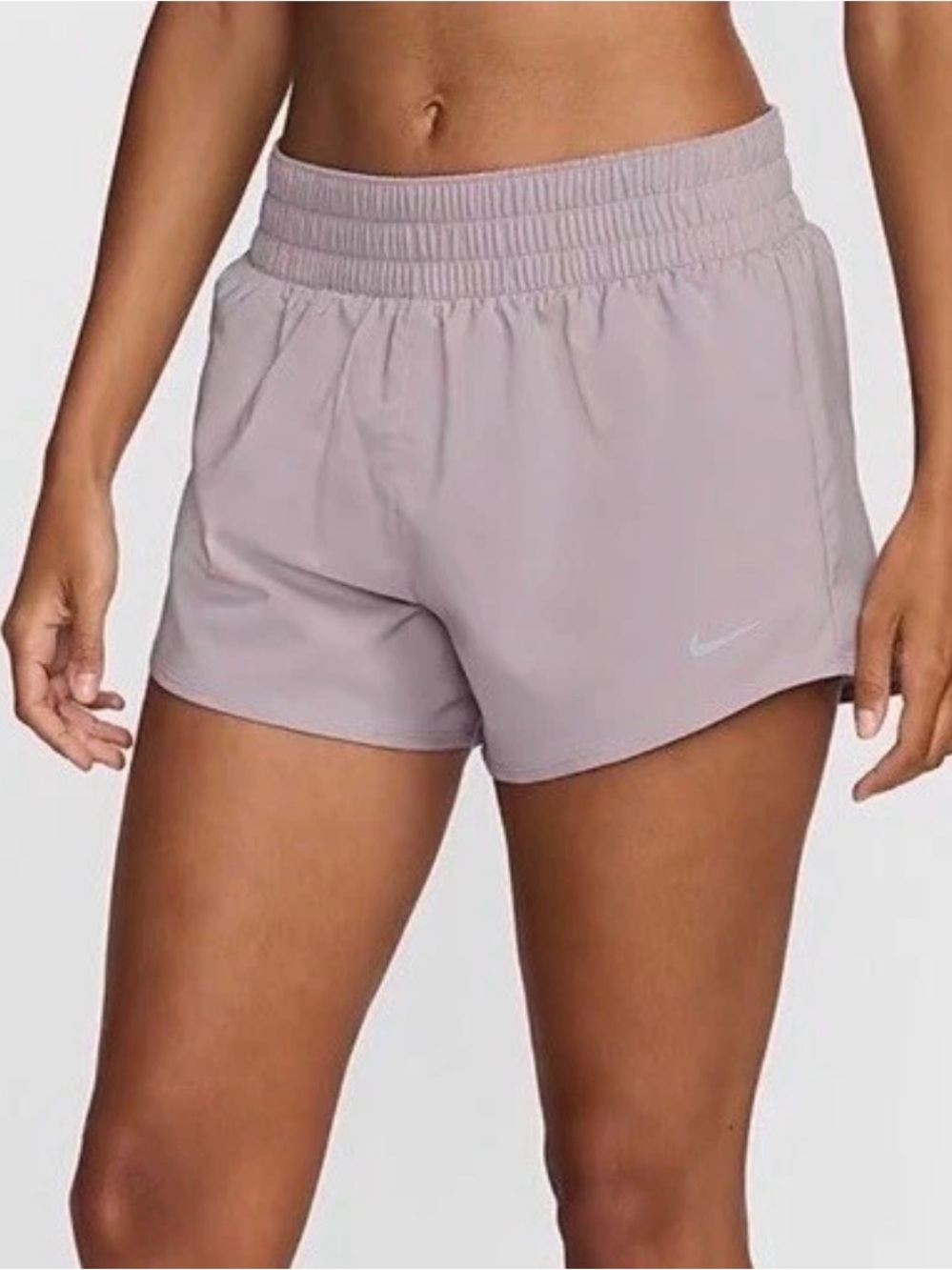 Nike One Women's Dri-FIT Mid Rise 3" Brief Lined Shorts, Light Violet, Size S